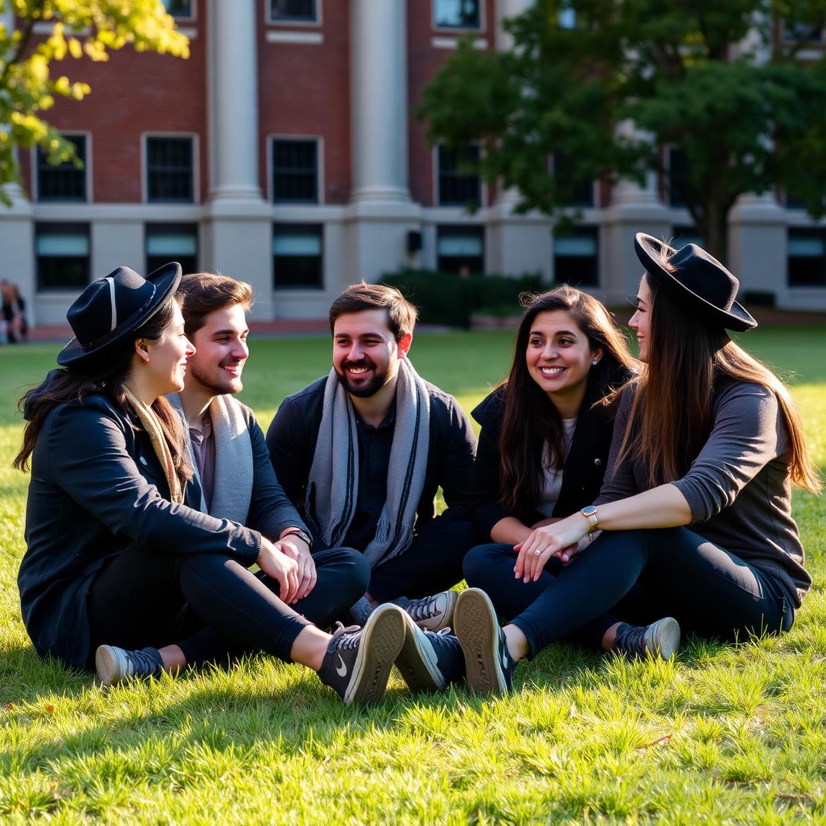Students together on campus